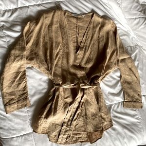 Zara linen wrap top